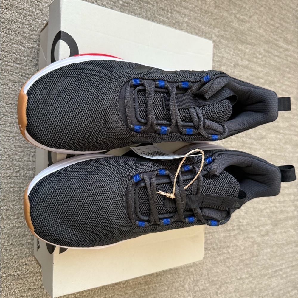 Adidas Black Sneakers with Blue and Red Highlights